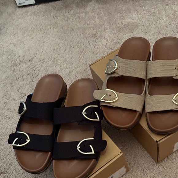 Rothy's Shoes - Rothy's Black and Tan Buckle Slides 7